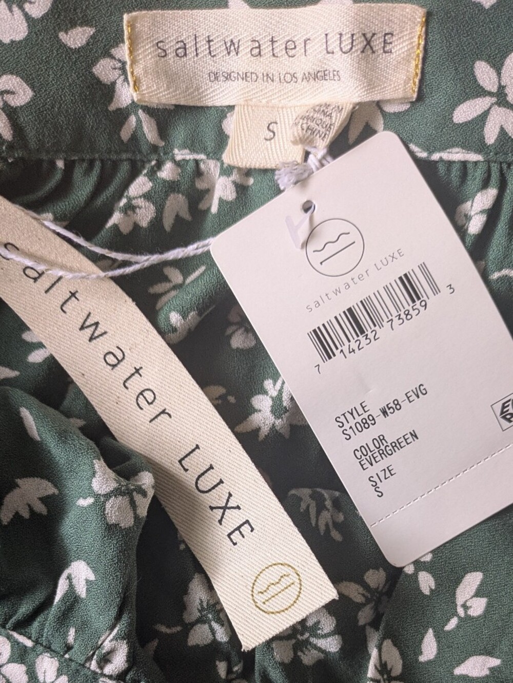 saltwater LUXE Evergreen Floral Wrap Skirt in Evergreen and White